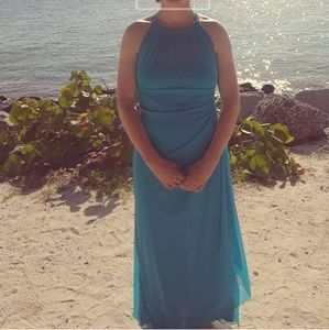 Aqua blue David's Bridal bridesmaid dress